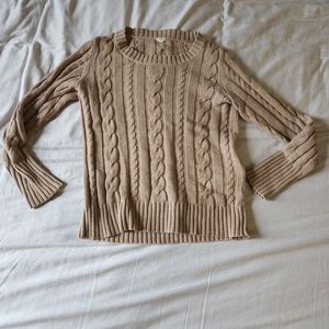 J Crew knitted cotton preppy sweater size S 6, beige /  camel